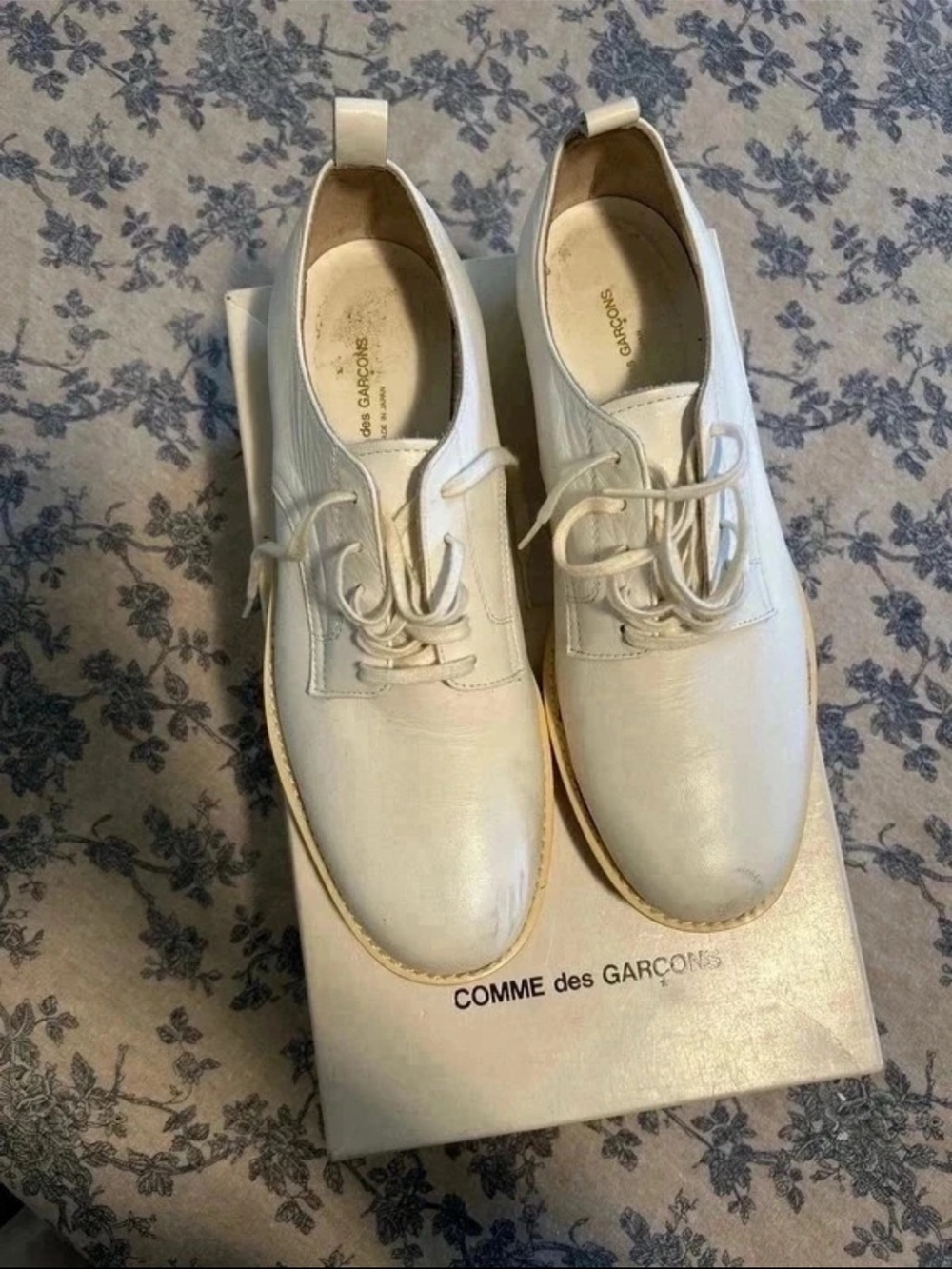 Comme des Garcons Men’s Cream Leather Derby Shoes